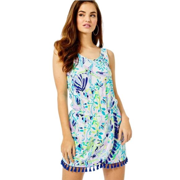 Lilly Pulitzer Resort White Shell Beach Jarrett Sleeveless Romper - Picture 12 of 12